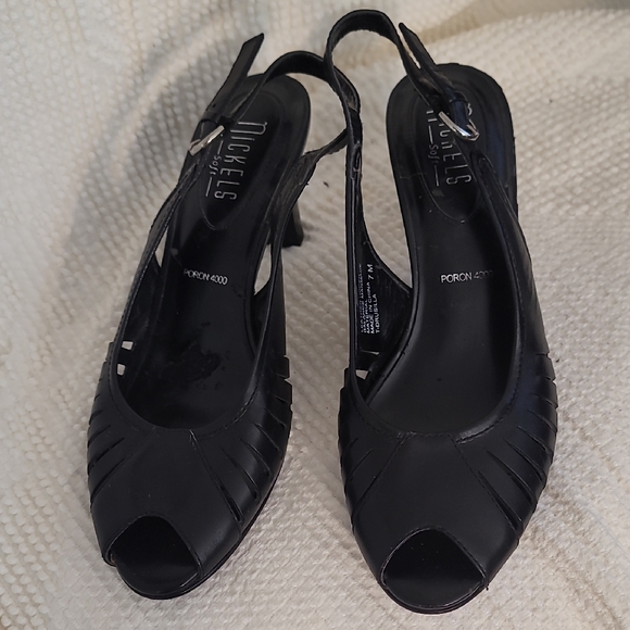 Nickels Elegant Black Peep-Toe Heels - Picture 1 of 3
